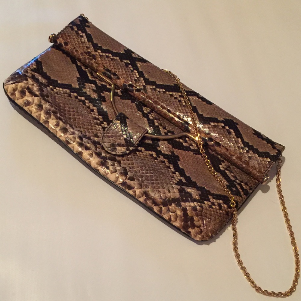 Vintage Caprice genuine python clutch shoulder bag